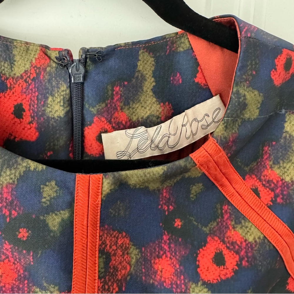 Lela Rose Red and Blue Floral Midi Dress - Picture 2 of 9